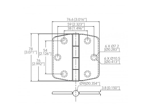 CERNIERA CON COPERTURA MM.74X75 PERNO SEMINCASSO