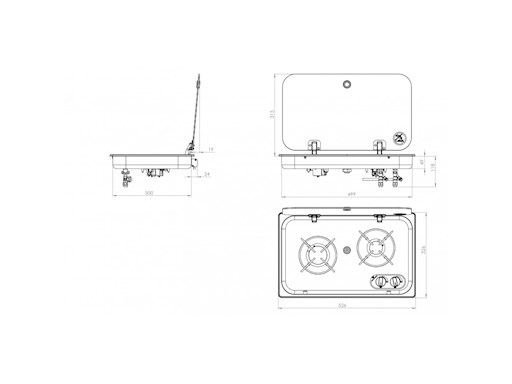 PIANO COTTURA 2 FUOCHI CON COPERCHIO