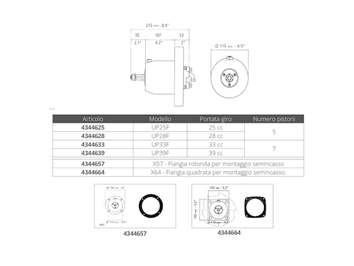 POMPA UP28F MONTAGGIO FRONTALE
