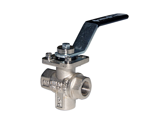 VALVOLA A SFERA TRE VIE IN OTTONE