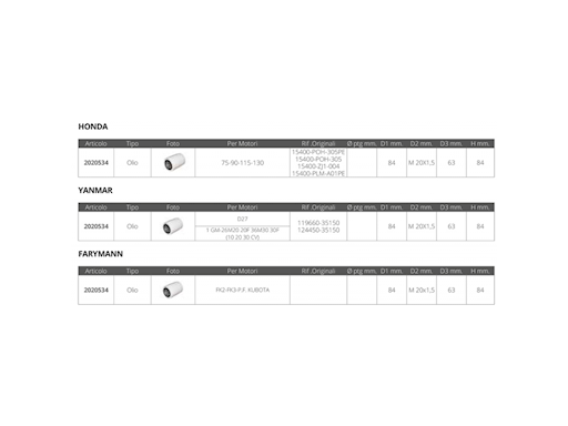 FILTRO OLIO MULTIMARCA