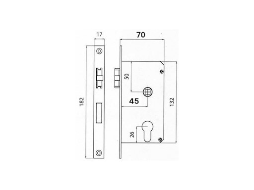 SERRATURA INCASSO MM. 132X70