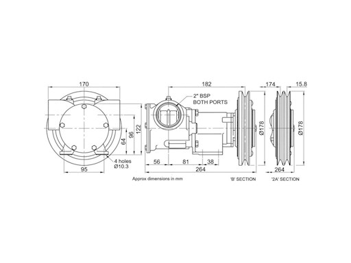 POMPA IN BRONZO 2" A FRIZIONE ELETTROMAGNETICA
