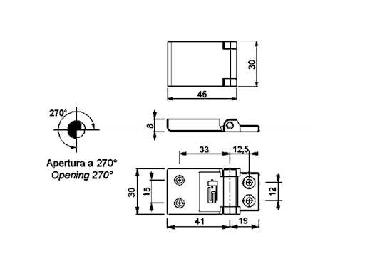 CERNIERA A FILO MM.45X30