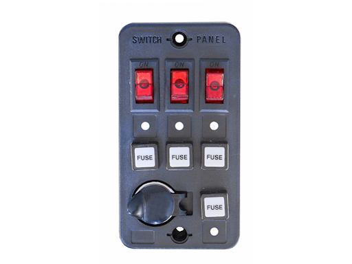 PANNELLO A 3 INTERRUTTORI CON PRESA DI CORRENTE