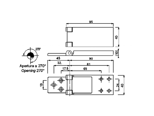 CERNIERA A FILO MM.95X40