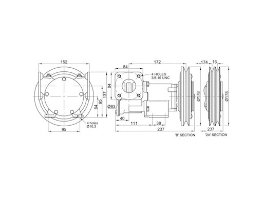 POMPA IN BRONZO 1-1/2" FLANGIATA A FRIZIONE ELETTROMAGNETICA