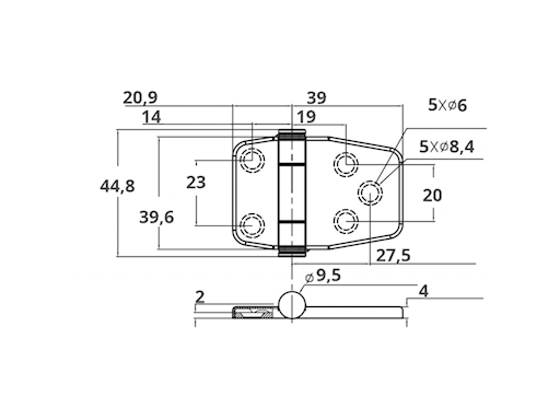 CERNIERE CON COPERTURA INTEGRATA MM.39,6X44,8