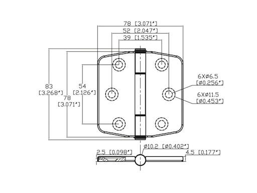 CERNIERE CON COPERTURA INTEGRATA MM.78X78