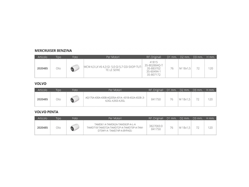 FILTRO OLIO MULTIMARCA