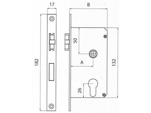 SERRATURA INCASSO MM. 132X70