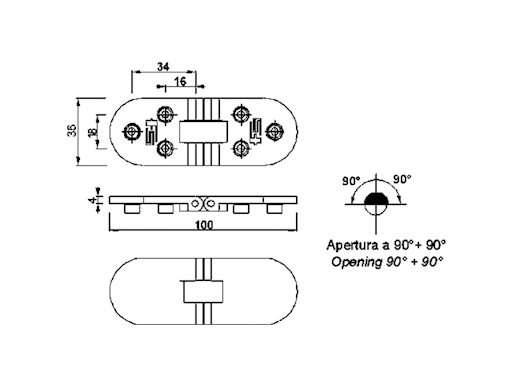 CERNIERA A FILO MM.100X36