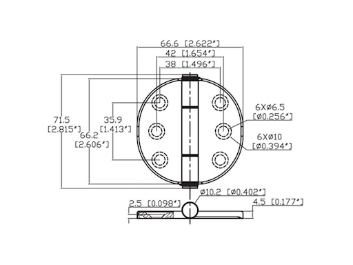 CERNIERE CON COPERTURA INTEGRATA MM.66,6X66,2