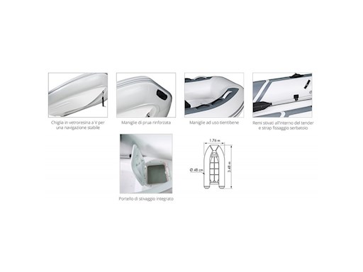 TENDER YACHT CHIGLIA RIGIDA IN VETRORESINA