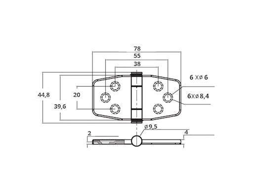 CERNIERE CON COPERTURA INTEGRATA MM.39,6X78