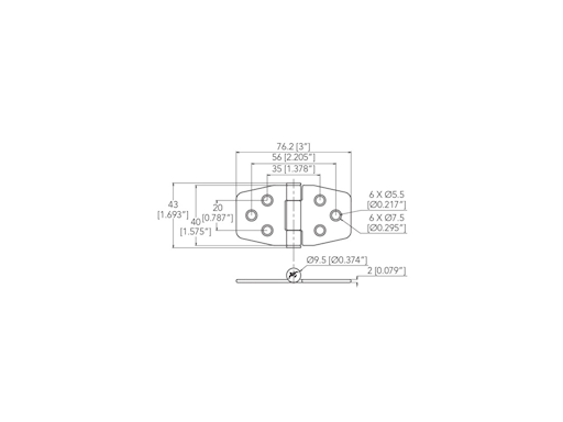 CERNIERA CON FRIZIONE MM.40X76