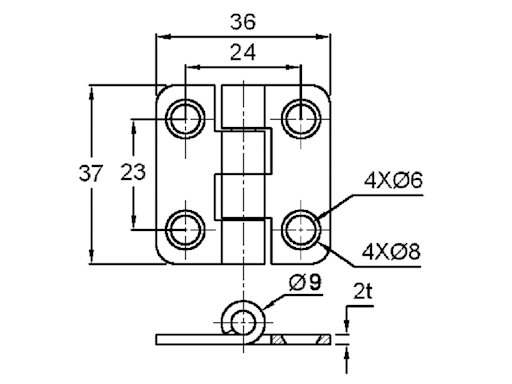 CERNIERA CON COPERTURA MM.36X37