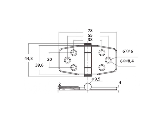 CERNIERE CON COPERTURA INTEGRATA MM.39,6X78