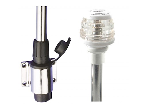 ASTA ESTRAIBILE CON BASE A PARETE E FANALE BIANCO