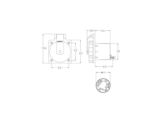 SPINA 2P+T 220V. 16A IP56 IN ACCIAIO INOX