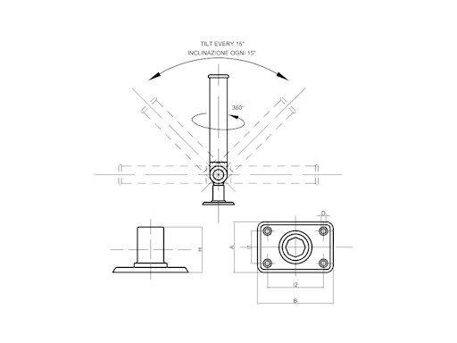 PORTACANNA Ø MM.40 AD INCLINAZIONE REGOLABILE