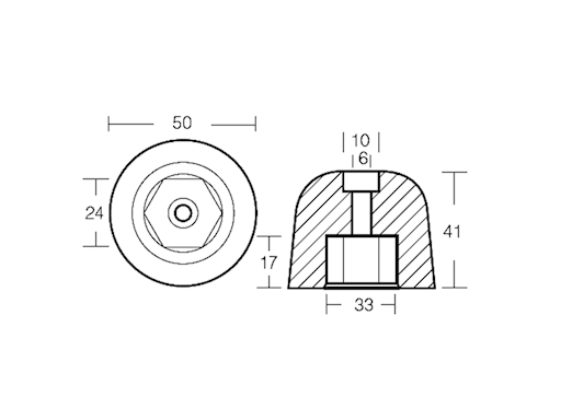OGIVA ESAGONALE PER BOW THRUST VETUS
