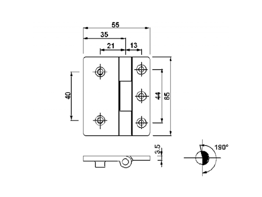CERNIERE A FILO MM.55X65