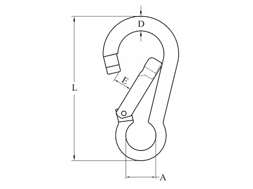 MOSCHETTONE INOX CON CHIUSURA DRITTA
