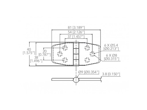 CERNIERA CON COPERTURA MM.76X37 PERNO SEMINCASSO