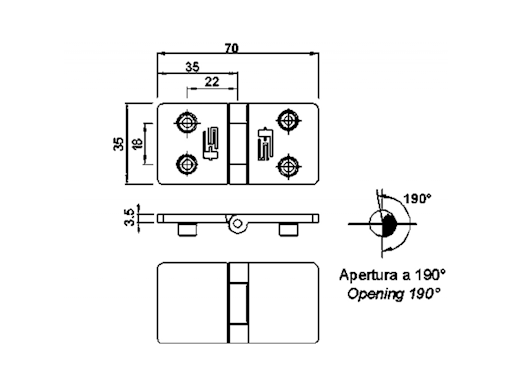 CERNIERA A FILO MM.70X35