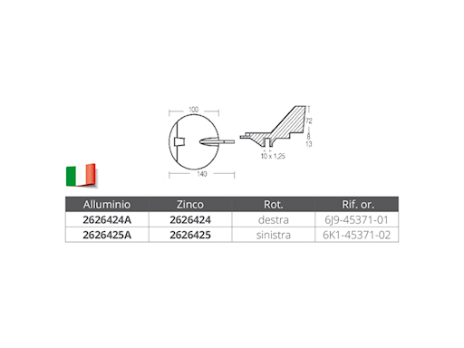 PINNA PER MOTORI YAMAHA 150/200 HP