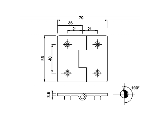 CERNIERA A FILO MM.70x65