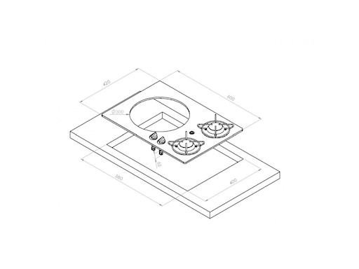 PIANO COTTURA IN VETRO 2 FUOCHI E LAVELLO