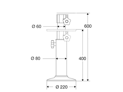 SUPPORTO TAVOLO TELESCOPICO MM.400/600