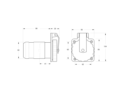 SPINA 3P+T 125/250V. 50A IP56