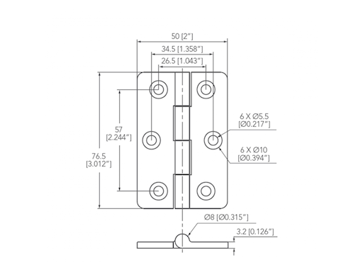 CERNIERA INOX 50x76,5 MM
