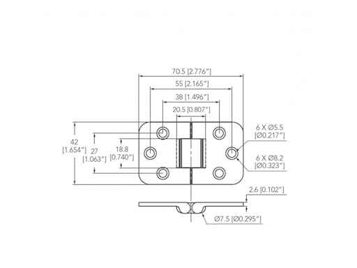 CERNIERA CON ARRESTO MM.70x42