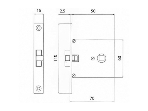 SERRATURA INCASSO MM.70X60
