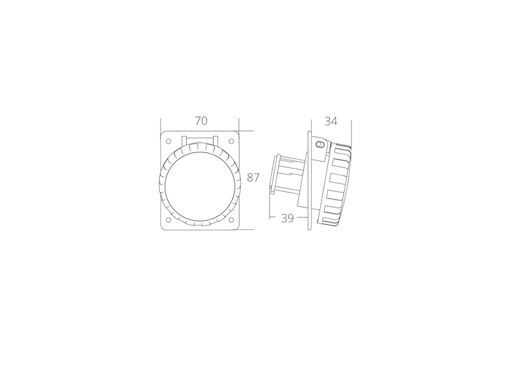 PRESA STAGNA 2P 12/24V. 16A IP67