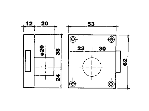 SERRATURA DA APPOGGIO MM.60X53