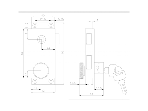 SERRATURA DA APPOGGIO MM.110X43