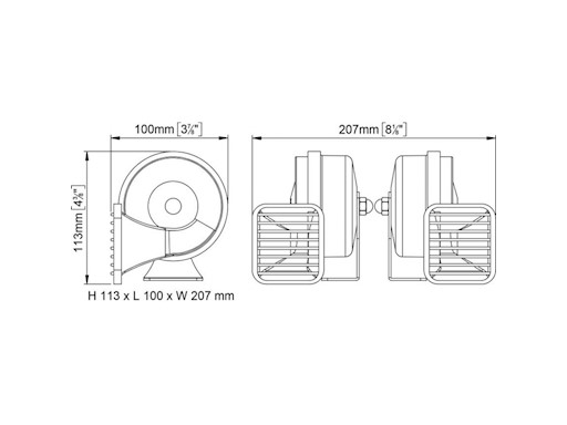 TROMBA DOPPIA CROMATA MT2 12V.